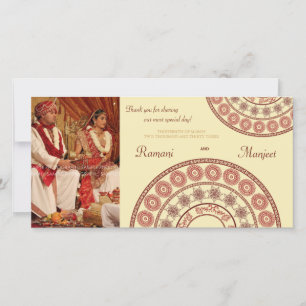 De Agradecimento Indiano Henna Wedding Obrigado Cartão com fotos