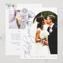 Lavanda Botânica Casamento Obrigado Cartão com fot