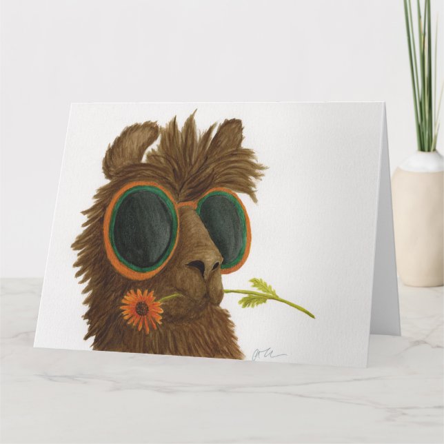 De Agradecimento Lhamas em Shades: Cartão Saudável Maio 8,5"x11" (Frente)