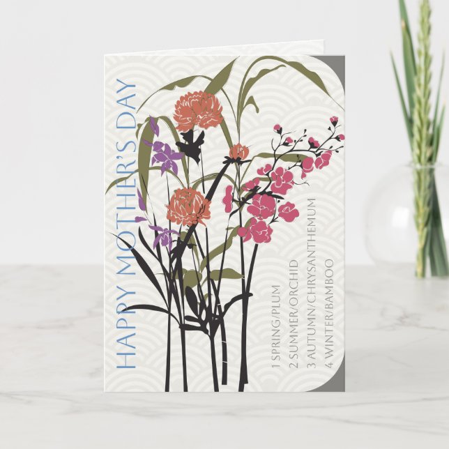 De Agradecimento Mah Jongg Flor Cartão do Dia da Mãe (Frente)