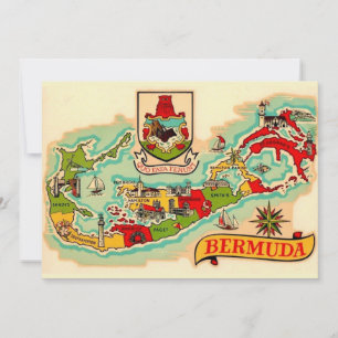 De Agradecimento Mapa Antigo Clássico das Bermudas 5x7 Cartão Posta