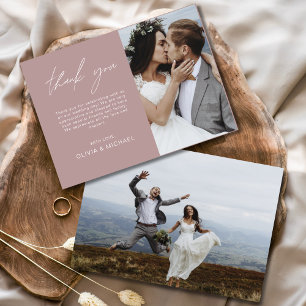 De Agradecimento Mauve Wedding Obrigado Foto Simples Cartão