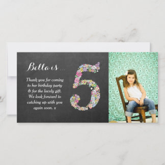 De Agradecimento Meninas 5 Birthday Floral Obrigado Cartão com foto