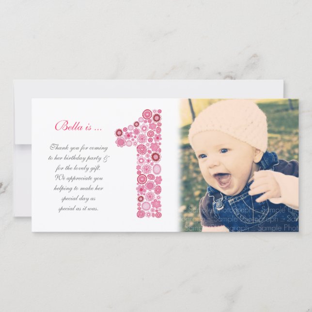 De Agradecimento Meninas primeiro aniversario Obrigado Cartão com f (Frente)