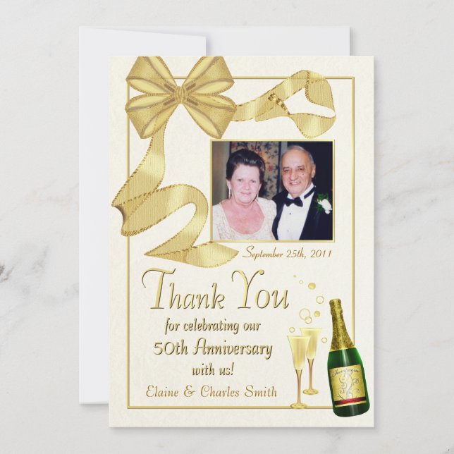 De Agradecimento Obrigado 50th presente do aniversário - cartão com (Frente)