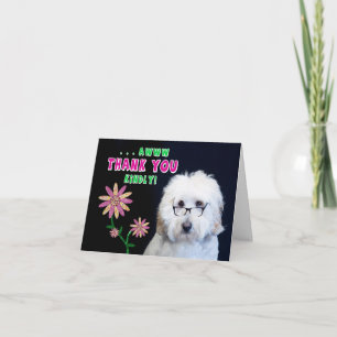 DE AGRADECIMENTO OBRIGADO A NOTAR CARTÃO - HUMOR-DOG-FLOWER