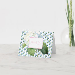 De Agradecimento Obrigado Cartão Azul Rosa Hydrangea Dobrado
