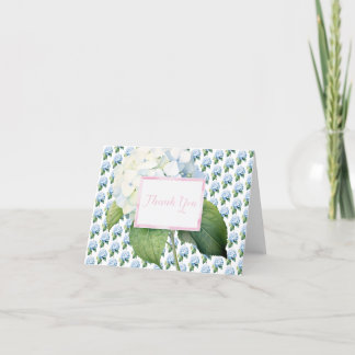 De Agradecimento Obrigado Cartão Azul Rosa Hydrangea Dobrado