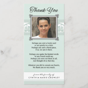 De Agradecimento Obrigado cartão com fotos verde & branco da luz