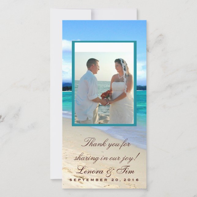 De Agradecimento Obrigado do tema da praia você cartão com fotos (Frente)