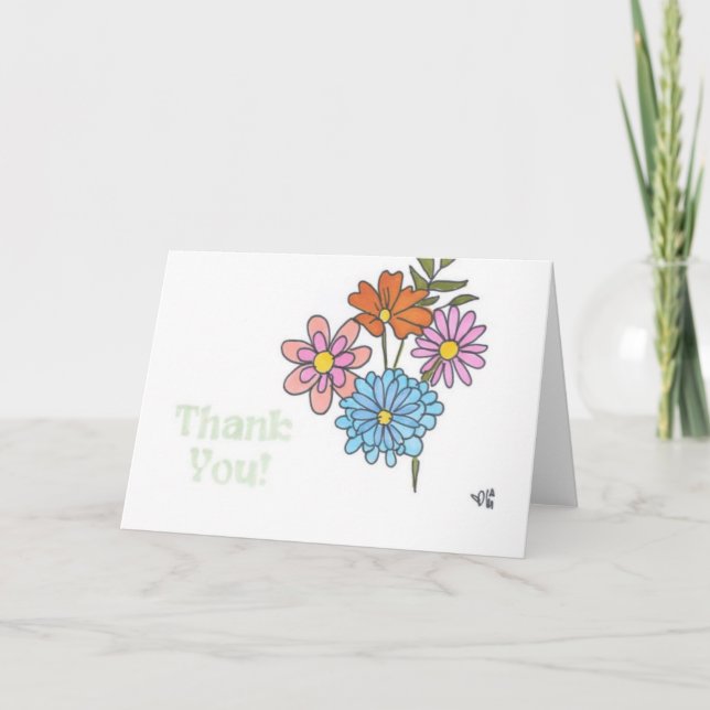 De Agradecimento Obrigado Flores 1 Cartão (Frente)