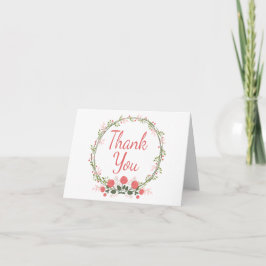 De Agradecimento Obrigado Rosa Coroa Floral Vermelho Rosa Cartão