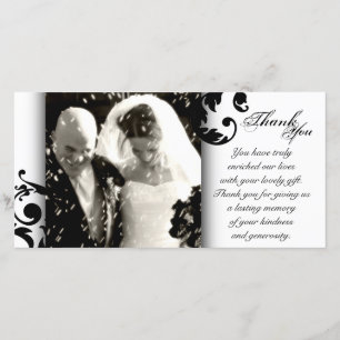 De Agradecimento Obrigado Wedding você cartão com fotos - preto &