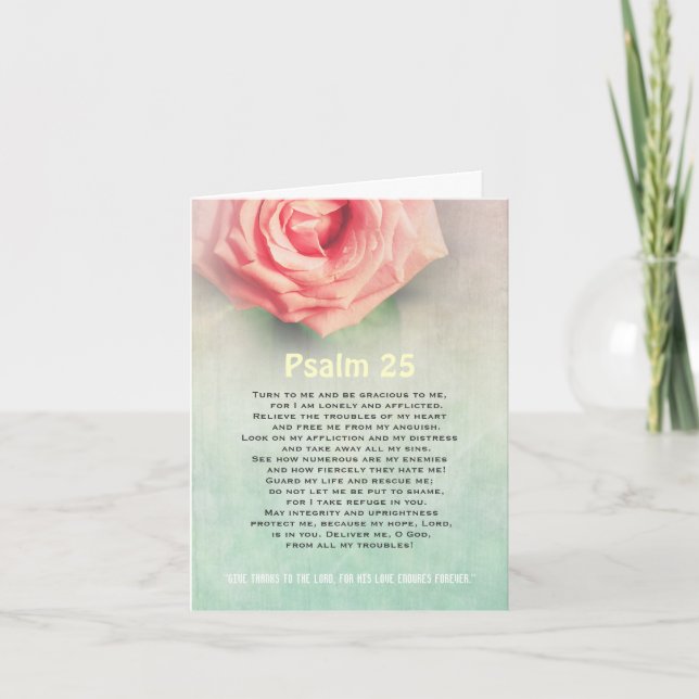 De Agradecimento Oração, salmo 25 cartão cristão personalizado (Frente)