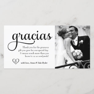 De Agradecimento ornamentado Gracias Cartão com fotos com Coração