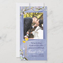 De Agradecimento Primavera Romance Blue Weding Obrigado Cartão com