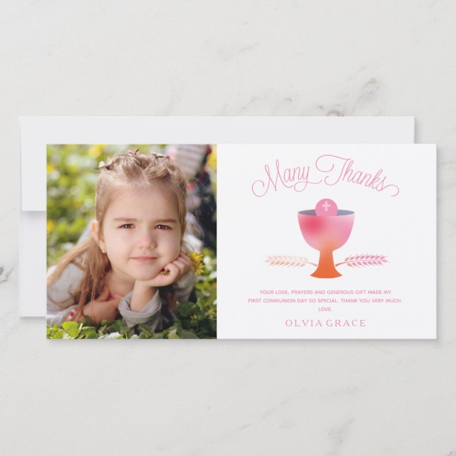 De Agradecimento Primeira Comunhão Agradecida Cartão com fotos - Ga (Frente)