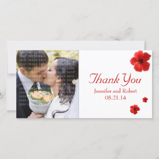 De Agradecimento Red Hibiscus Obrigado Cartão com fotos Personaliza