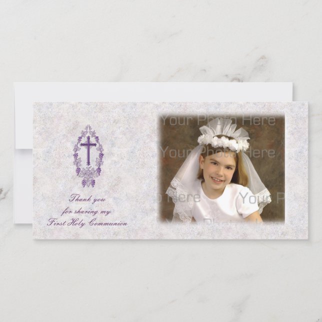 De Agradecimento Roxo Cruzado Religioso Obrigado Cartão com fotos (Frente)