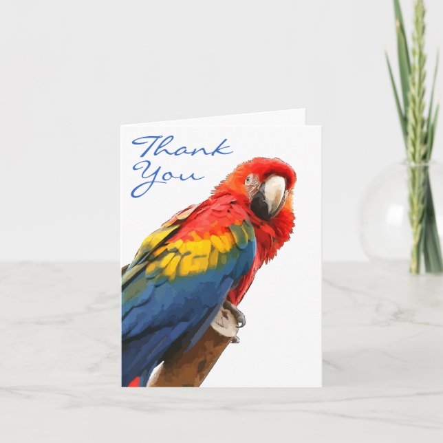 De Agradecimento Scarlet Macaw Obrigado Cartão Nota (Frente)