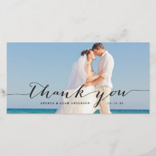 De Agradecimento Script Elegante Casamento Obrigado Cartão com fo