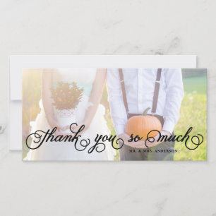 De Agradecimento Script Whimsical   Casamento Obrigado Cartão com f