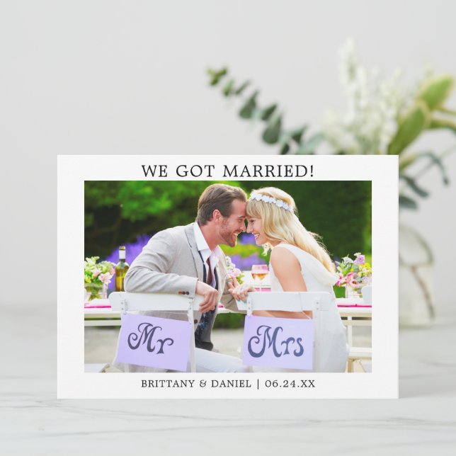 De Agradecimento Simples Moderno Minimalista, Casamos! Cartão (Em pé/Frente)