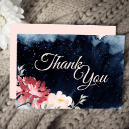 De Agradecimento Starry Night Floral Weding Obrigado Cartão Simples