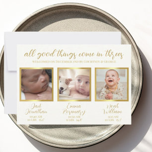 De Agradecimento Triplet baby anunciado três Cartão