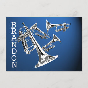 De Agradecimento Trompete Música Azul Escuro Obrigado Cartão Simple