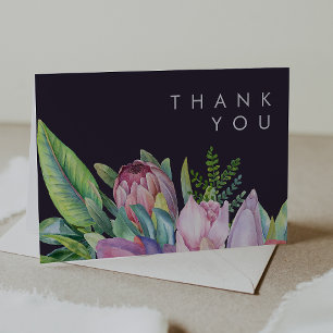 De Agradecimento Tropical Floral Colorida   Cartão PurpleObrigado