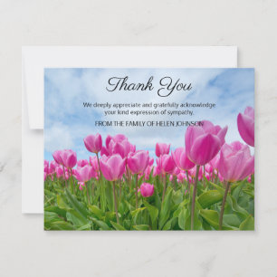 De Agradecimento Tulipas Rosa Funeral Obrigado Cartão Nota