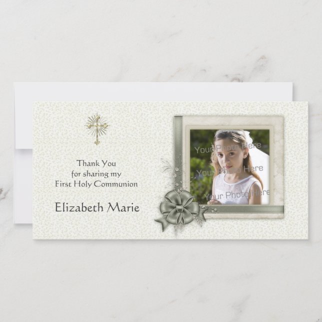 De Agradecimento Verde Floral, Quadro Ornamentado, Cartão com fotos (Frente)