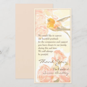 De Agradecimento Vintage Rosas Bird Simpatia Obrigado Cartão P