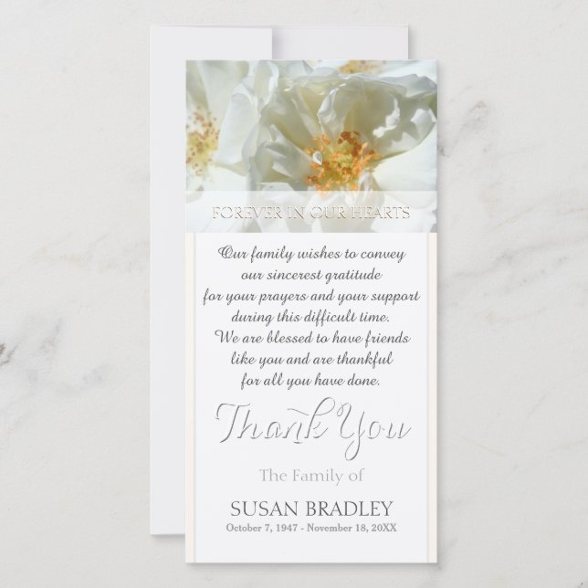 De Agradecimento Wild White Roses Simpatia Obrigado Cartão com foto (Frente)