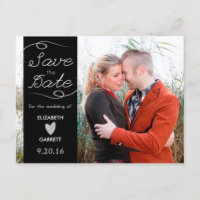 Cartão Postal Black / Silver Glitter Save the Date