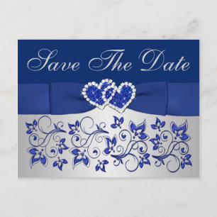 De Anúncio Cartão postal Blue, cinza prateado floral Save the