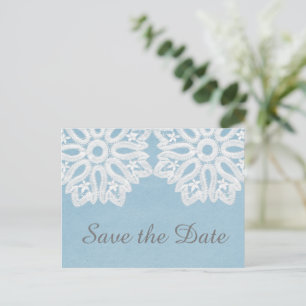 De Anúncio Cartão postal Blue Elegant Lace Save the Date
