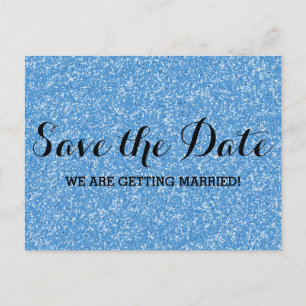 De Anúncio Cartão postal Blue Glitter Save the Date