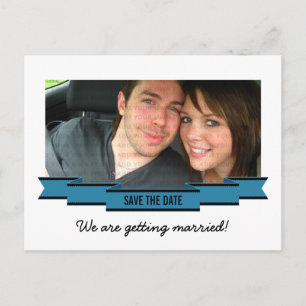 De Anúncio Cartão Postal Blue Ribbon Photo Save the Date