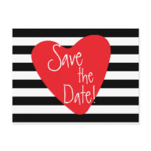 Cartão Postal Coração Vermelho Branco Preto Listra