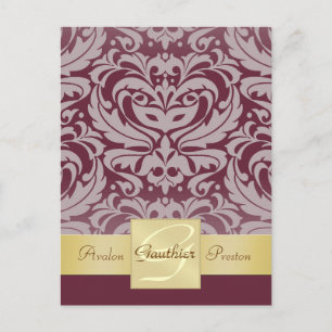 De Anúncio Cartão Postal Cranberry Half Damask Gold Save The 