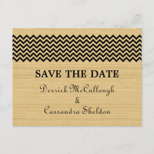 De Anúncio Cartão postal Ebony Rustic Chevron Save the Date