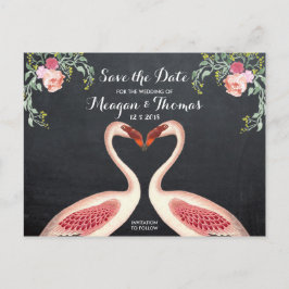 De Anúncio Cartão postal Flamingo Save the Date estilo quadro