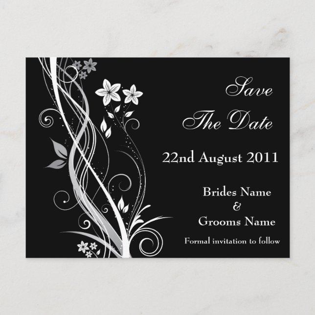 De Anúncio Cartão postal Floral Save the Date (Frente)