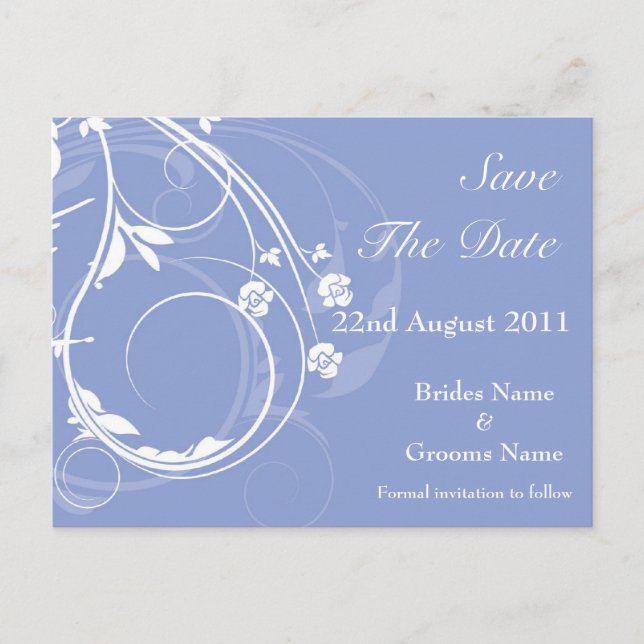 De Anúncio Cartão postal Floral Save the Date (Frente)