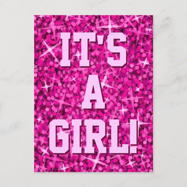 De Anúncio Cartão postal Glitz Pink 'É uma menina!' (Frente)