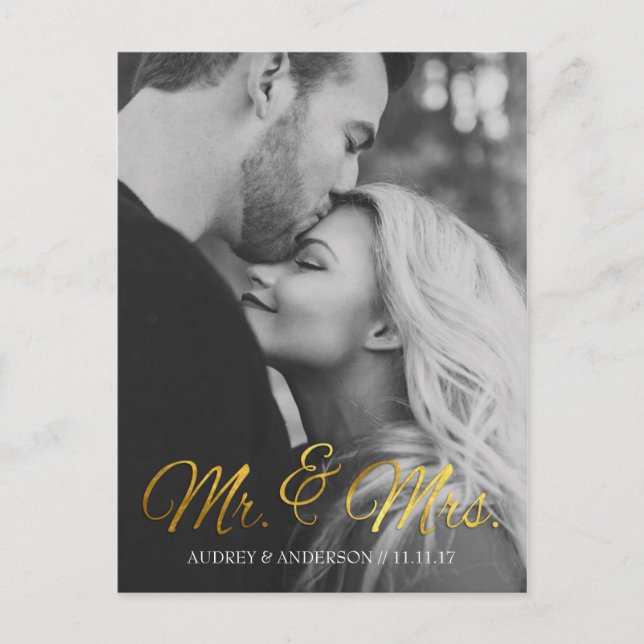 De Anúncio Cartão Postal Gold Foil Save the Date (Frente)