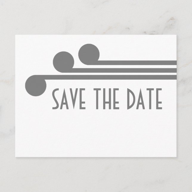 De Anúncio Cartão postal Gray Simple Deco Chic Save the Date (Frente)