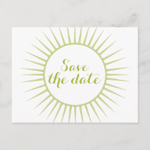 De Anúncio Cartão Postal Green Deco Retro Save the Date